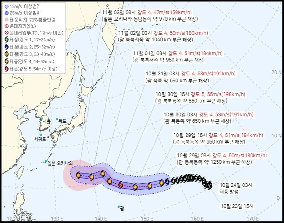 제 31호 태풍 인파(IN-FA) 2026년 10월 29일 04시 00분 발표 / 기상청