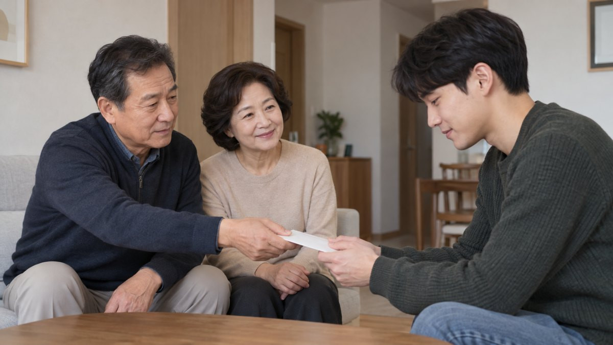 성인 자녀에게 경제적 지원을 하는 부모. 기사 이해를 돕기 위해 AI툴로 생성한 자료사진.