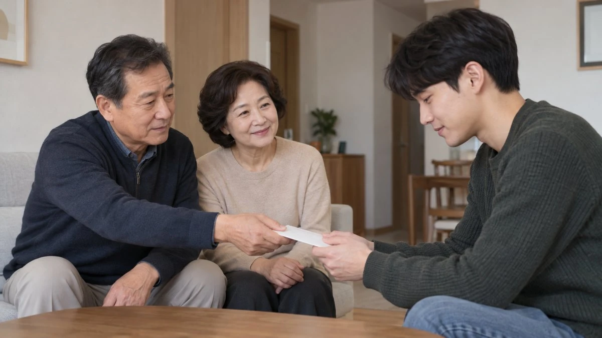 성인 자녀에게 경제적 지원을 하는 부모. 기사 이해를 돕기 위해 AI툴로 생성한 자료사진.